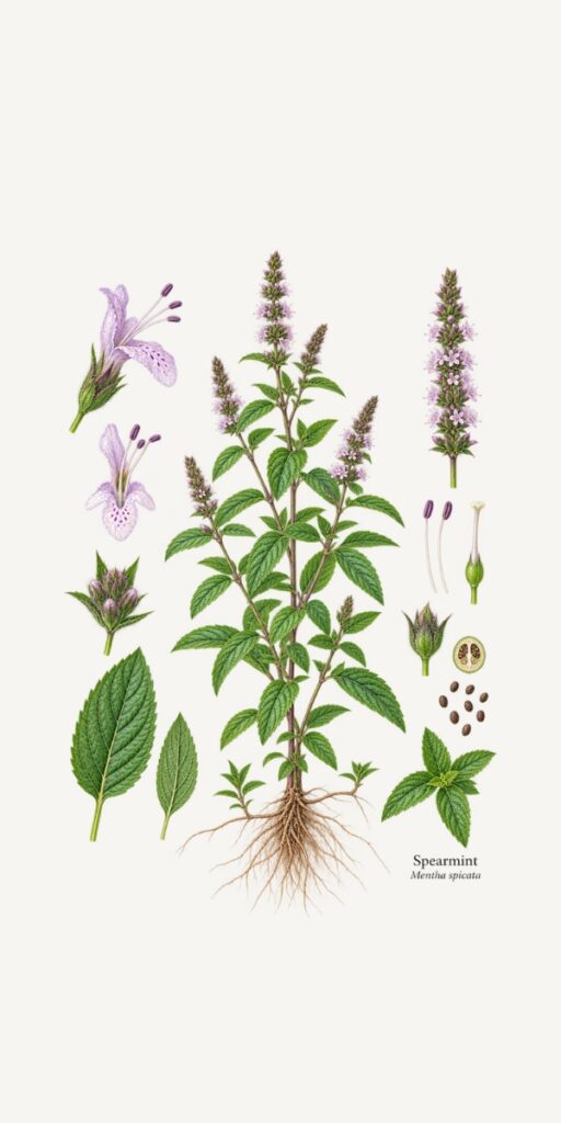 Spearmint botanical illustration