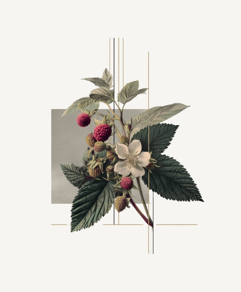 Raspberry Leaf botanical illustration